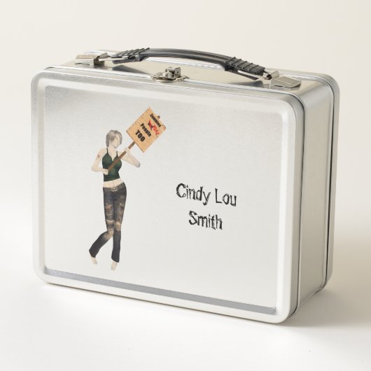 Zombie Pin Up Meisje Protest I Lunch Box (Voorkant)