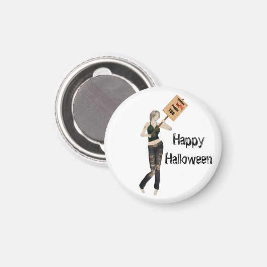 Zombie Pin Up Meisje Protest I Magnet (Voorkant / Achterkant)