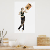 Zombie Pin Up Meisje Protest I Poster (Keuken)