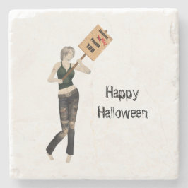 Zombie Pin Up Meisje Protest I Stone Onderzetter