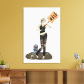 Zombie Pin Up Meisje Protest II Canvas Print (Insitu (Woonkamer))
