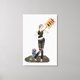 Zombie Pin Up Meisje Protest II Canvas Print