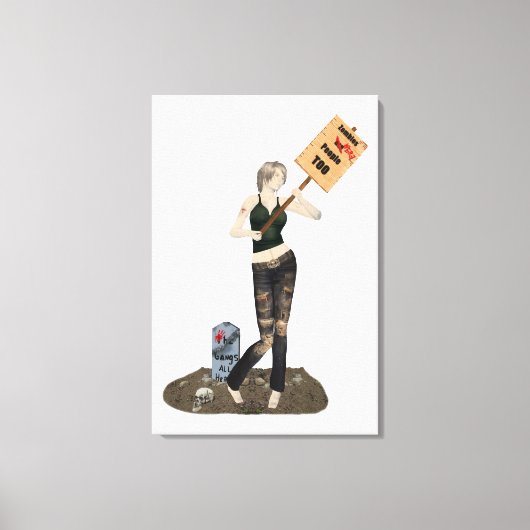 Zombie Pin Up Meisje Protest II Canvas Print (Voorkant)