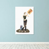 Zombie Pin Up Meisje Protest II Canvas Print (Insitu (Houten vloer))