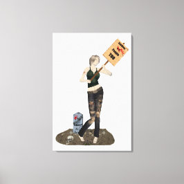 Zombie Pin Up Meisje Protest II Canvas Print