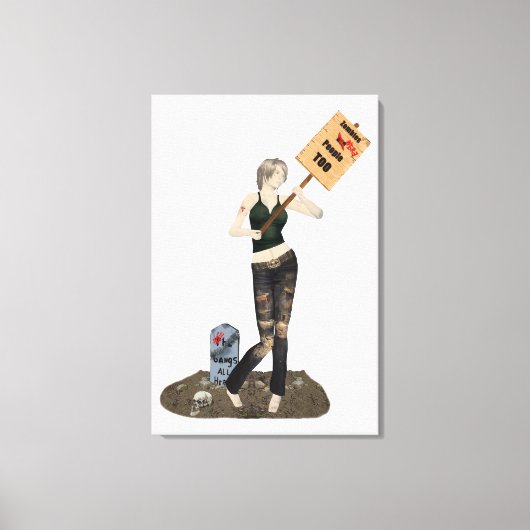 Zombie Pin Up Meisje Protest II Canvas Print (Voorkant)