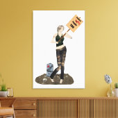 Zombie Pin Up Meisje Protest II Canvas Print (Insitu (Woonkamer))