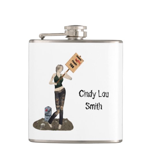 Zombie Pin Up Meisje Protest II Drink Flask Heupfles (Voorkant)