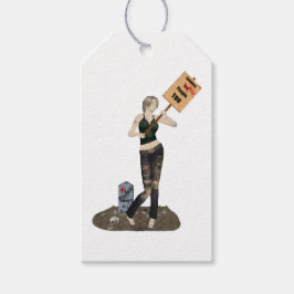 Zombie Pin Up Meisje Protest II Gift Label Cadeaulabel