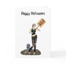 Zombie Pin Up Meisje Protest II Halloween Kaart