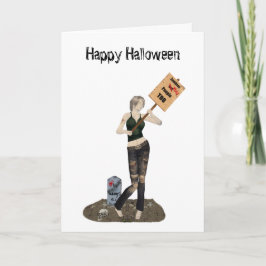 Zombie Pin Up Meisje Protest II Halloween Kaart