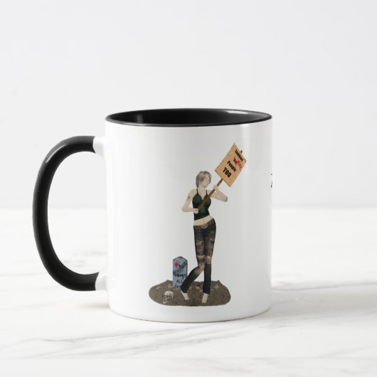 Zombie Pin Up Meisje Protest II Koffie Mok (Links)