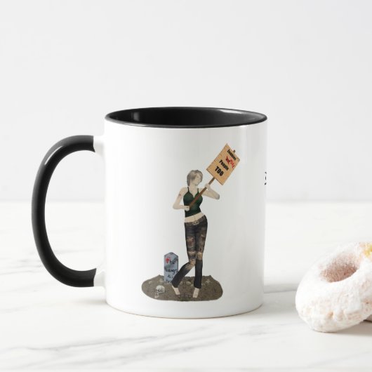 Zombie Pin Up Meisje Protest II Koffie Mok (Met donut)