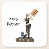 Zombie Pin Up Meisje Protest II Papier Onderzetter (Voorkant)