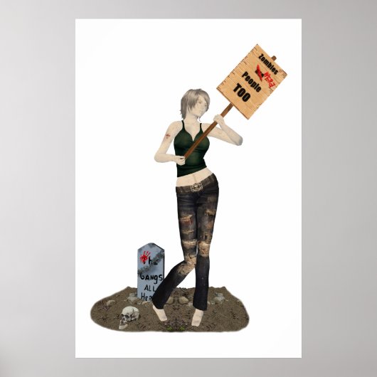 Zombie Pin Up Meisje Protest II Poster (Voorkant)