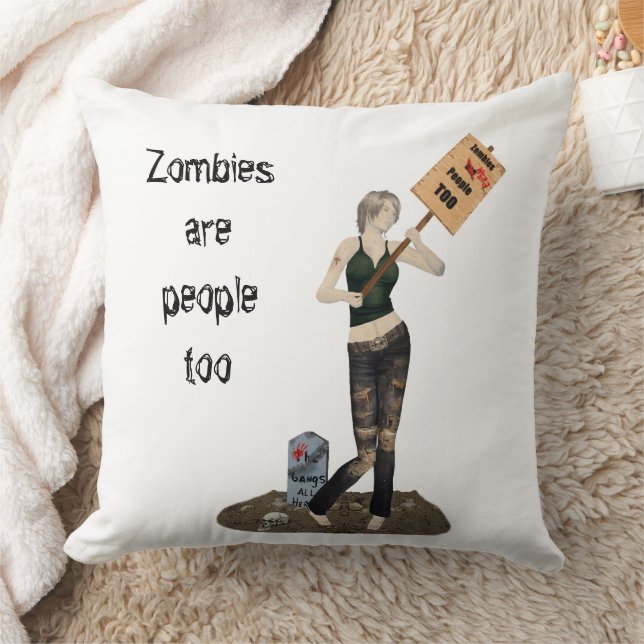 Zombie Pin Up Meisje Protest II Sierkussen (Deken)