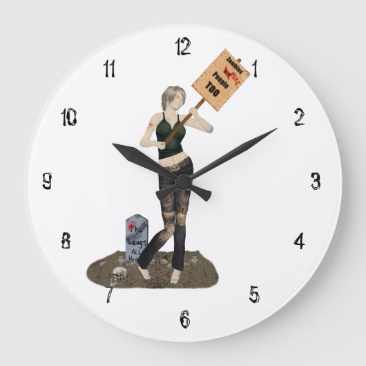 Zombie Pin Up Meisje Protest II Wandklok (Voorkant)