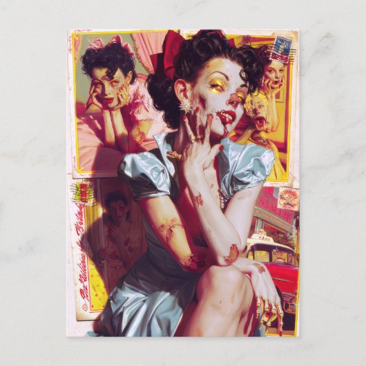 Zombie Pin-Up VII Briefkaart (Voorkant)