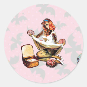 Zombie Pin Ups Ronde Sticker