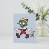 Zombie Pinocchio & Cricket Briefkaart (Staand voorkant)