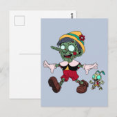 Zombie Pinocchio & Cricket Briefkaart (Voorkant / Achterkant)