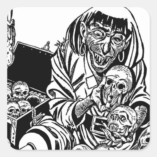 zombie pirate schat monster horror kunst vierkante sticker (Voorkant)