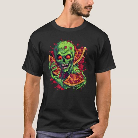 Zombie Pizza Halloween Kostuum T-shirt (Voorkant)