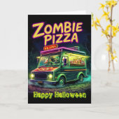 Zombie pizza in uw buurt op Halloween! Kaart (Gele Bloem)