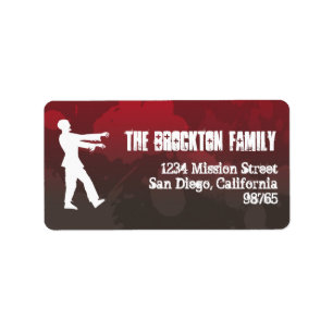 Zombie plaag invasie rode splaatstgoor Halloween Etiket