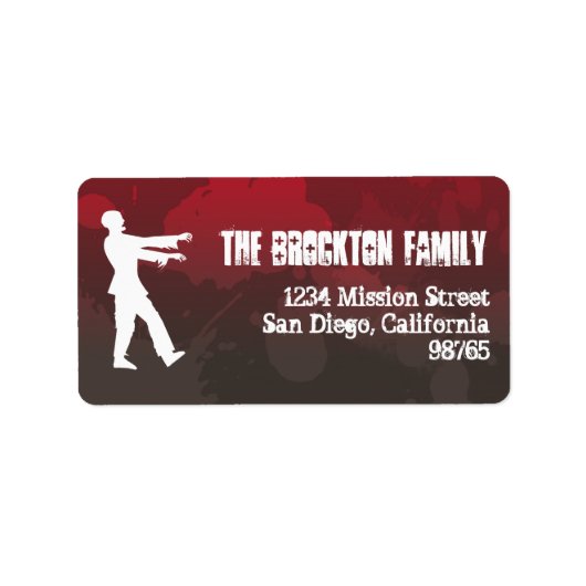 Zombie plaag invasie rode splaatstgoor Halloween Etiket (Voorkant)