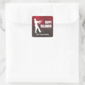 Zombie plaag invasie rode splaatstgoor Halloween Vierkante Sticker (Tas)