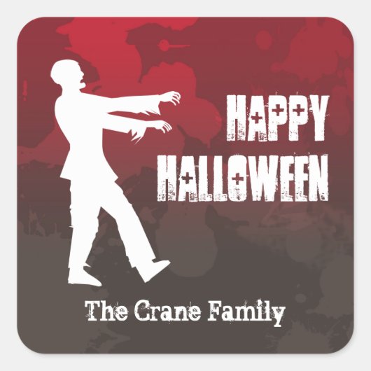 Zombie plaag invasie rode splaatstgoor Halloween Vierkante Sticker (Voorkant)