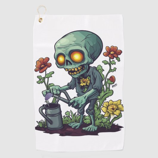 Zombie Plantouder Golfhanddoek (Voorkant)
