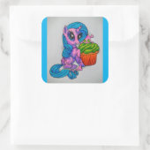 Zombie pony vierkante sticker (Tas)