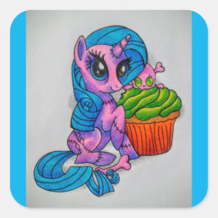 Zombie pony vierkante sticker