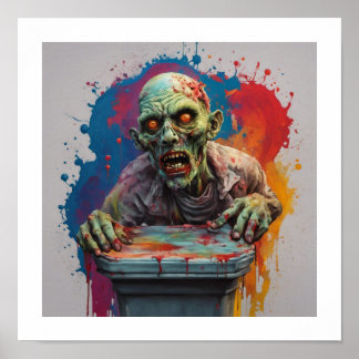 Zombie Posing voor Shot Halloween Poster