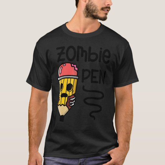 Zombie Potlood Halloween Feestdag Griezelen T-shirt (Voorkant)