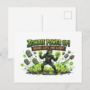 Zombie Power Up Gamer Grafisch Briefkaart