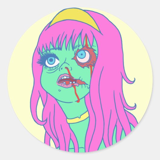 Zombie Princess Ronde Sticker (Voorkant)