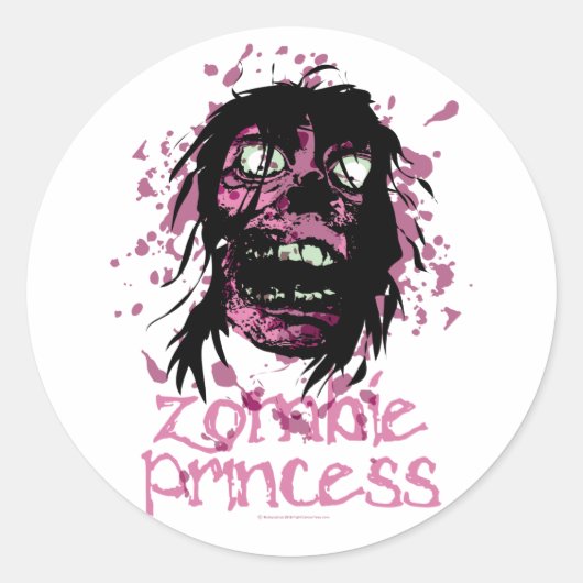 Zombie Princess Ronde Sticker (Voorkant)