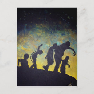 Zombie Procession silhouette horror art briefkaart