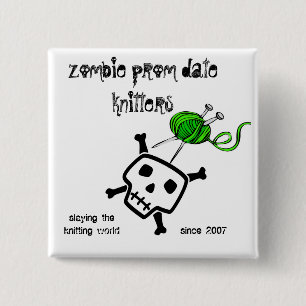 zombie prom date knitters...PINS OOK! Vierkante Button 5,1 Cm