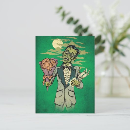 zombie prom date met brain rozen briefkaart (Staand voorkant)