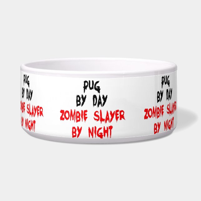 Zombie Pug Dog Joke Voerbakje (Links)