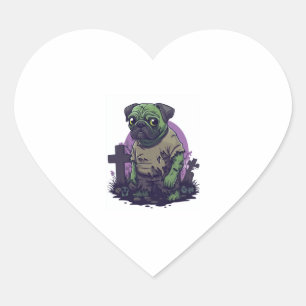 Zombie Pug - Ondode grappige Halloween hond Hart Sticker