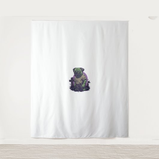 Zombie Pug - Ondode grappige Halloween hond Wandkleed (Voorkant)