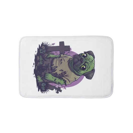Zombie Pug � Onsterfelijk Grappige Halloween Hond Badmat (Voorkant)