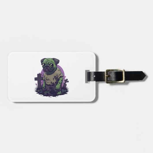 Zombie Pug � Onsterfelijk Grappige Halloween Hond Bagagelabel (Voorkant horizontaal)