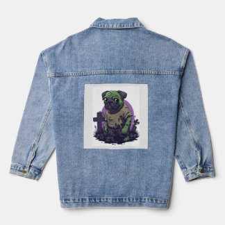 Zombie Pug � Onsterfelijk Grappige Halloween Hond Denim Jacket