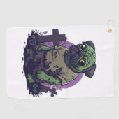 Zombie Pug � Onsterfelijk Grappige Halloween Hond Golfhanddoek (Horizontaal)